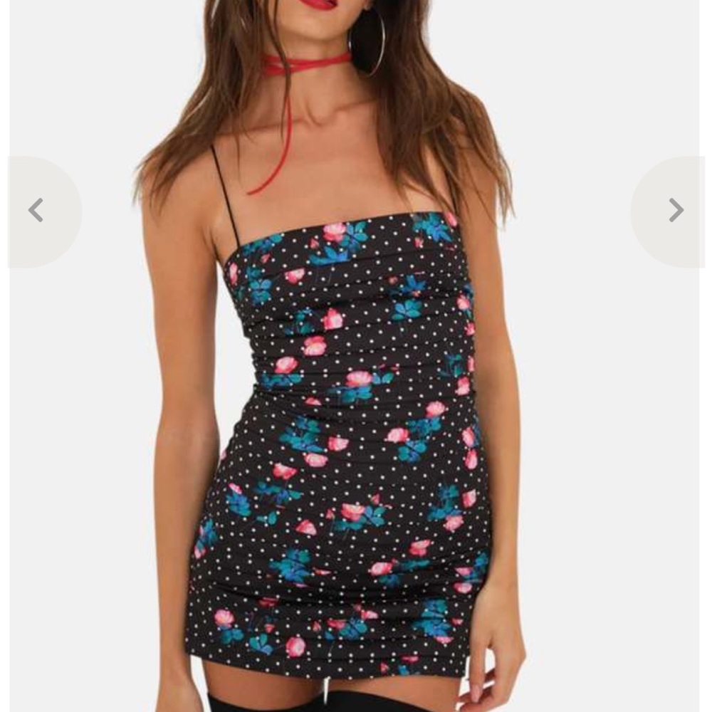 NWT For Love And Lemons Psey Black Floral Mini Dress Sz M